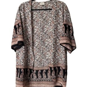 BNLK Open Lightweight Boho Cover-up Open front Cardigan Size Large Black Pink